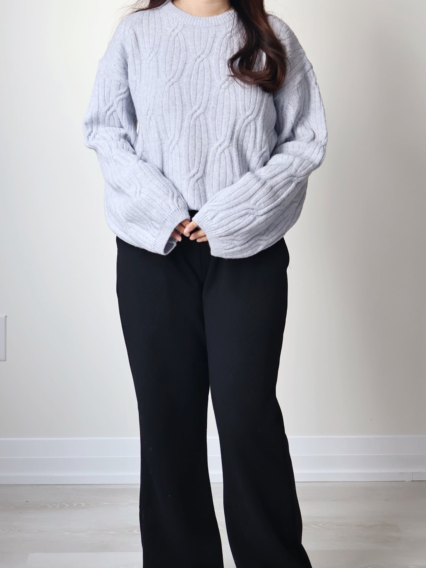 Cloud-Soft Twist Bread Sweater(Sky blue)