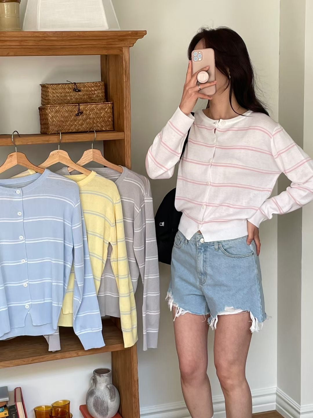 Colorful Springtime Striped Cardigan(4 colors)