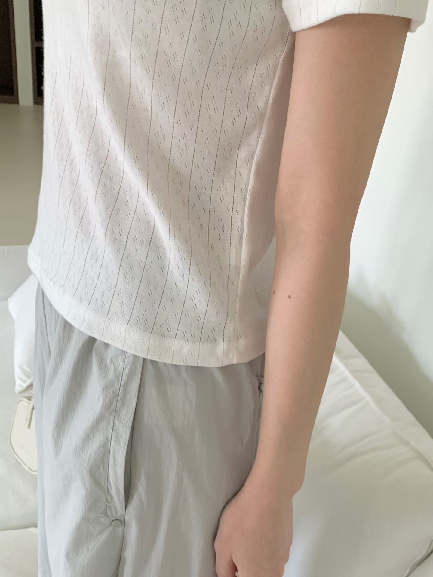 Romantic Lace-Trimmed Jacquard Cotton Top(3 colors)