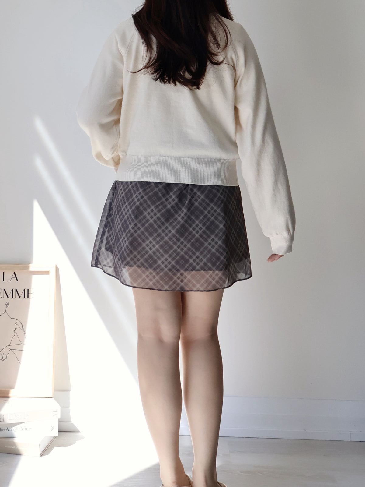Autumn Plaid Chiffon A-Line Skirt(Mocha)