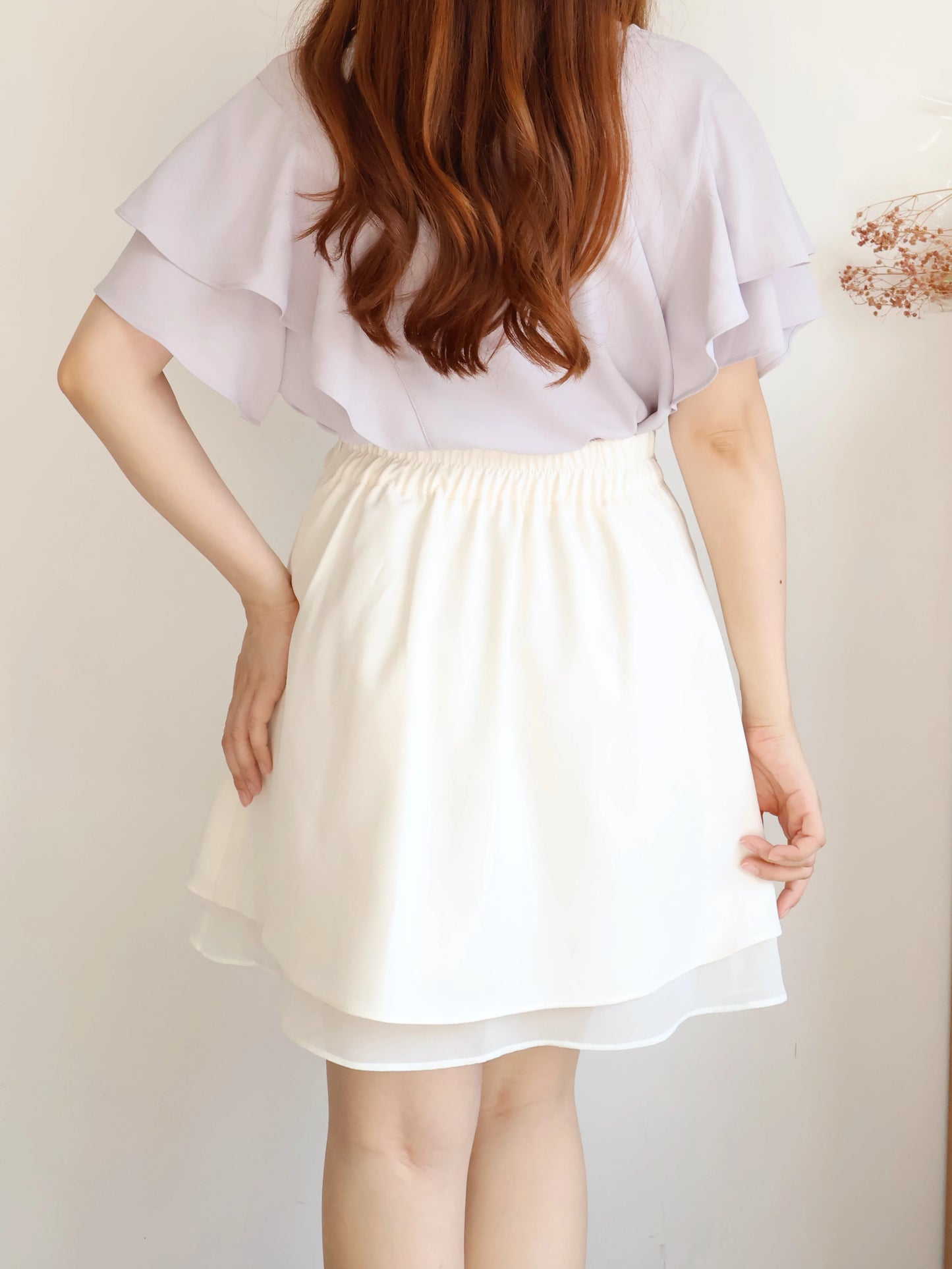 Elegant Ribbon Sheer A-Line Skirt(Ivory)