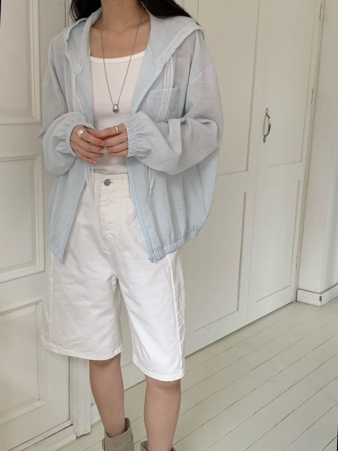 Air-Light Sheer Lace Hooded Sun-Protection Jacket(3 Colors)