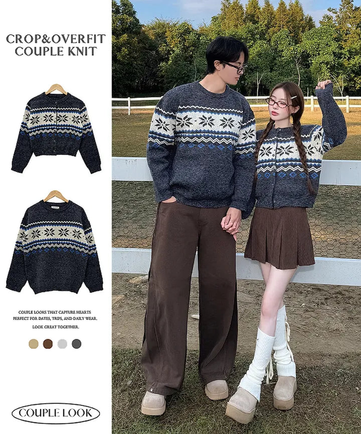 Nordic Snowflake Pattern Cardigan