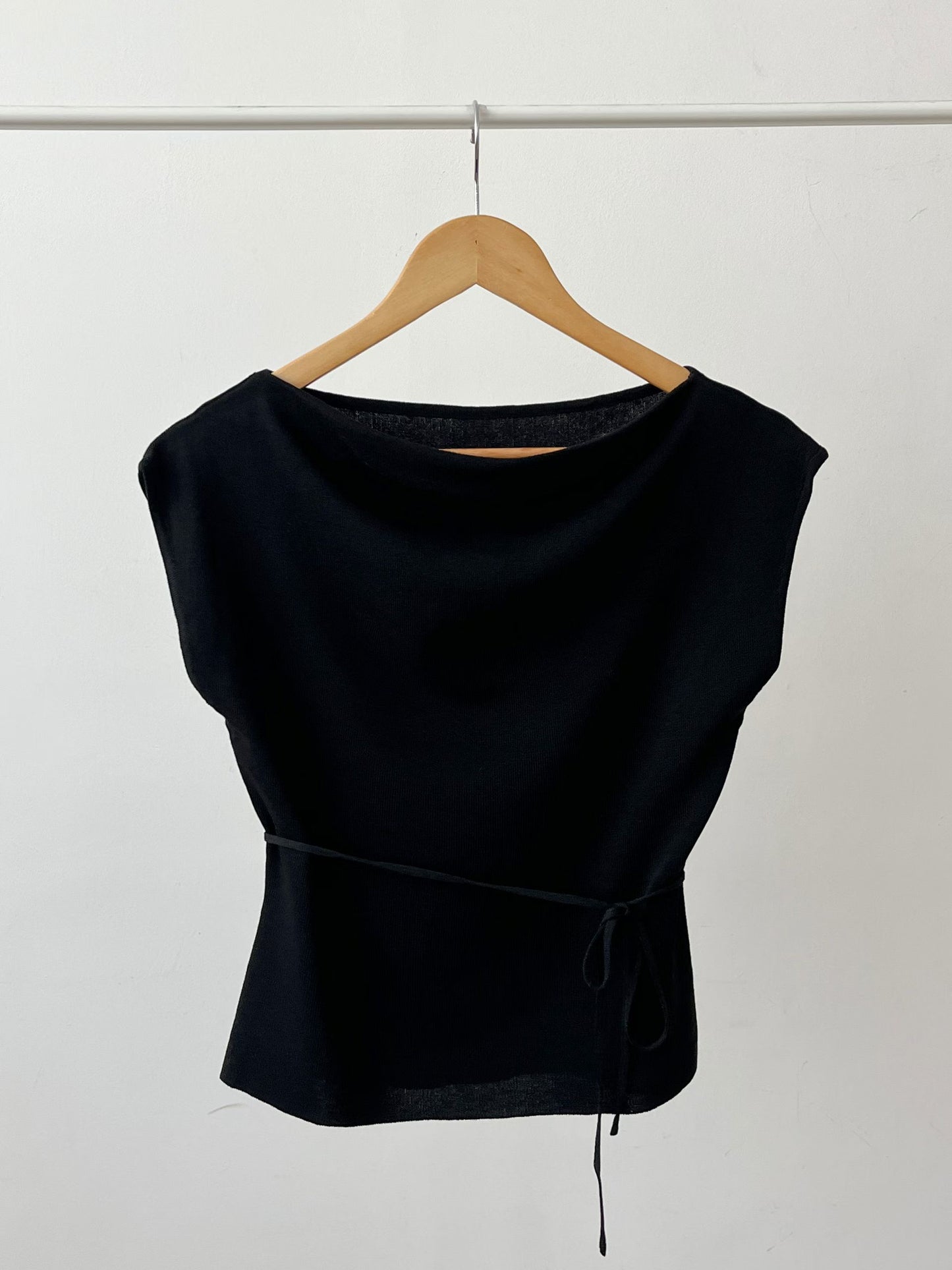 2-way French Chic Drape Neck Icy Knit Top(Black)