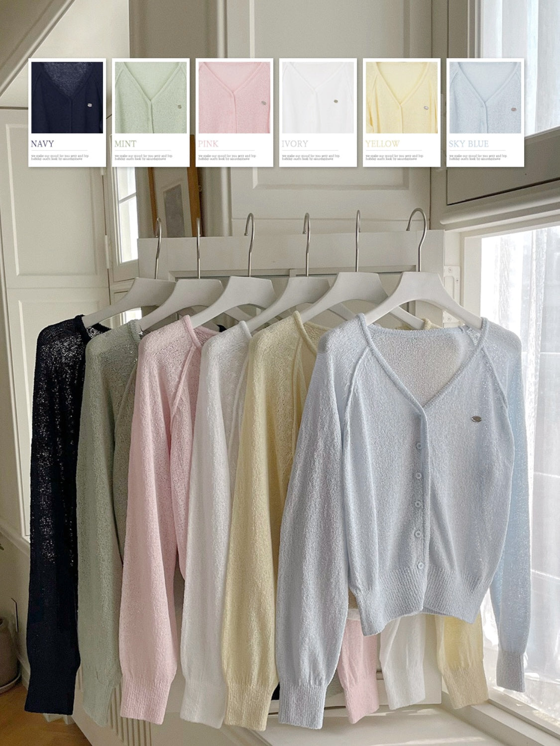Pastel Pendant Lightweight Cool-Touch Knit Cardigan(Yellow)