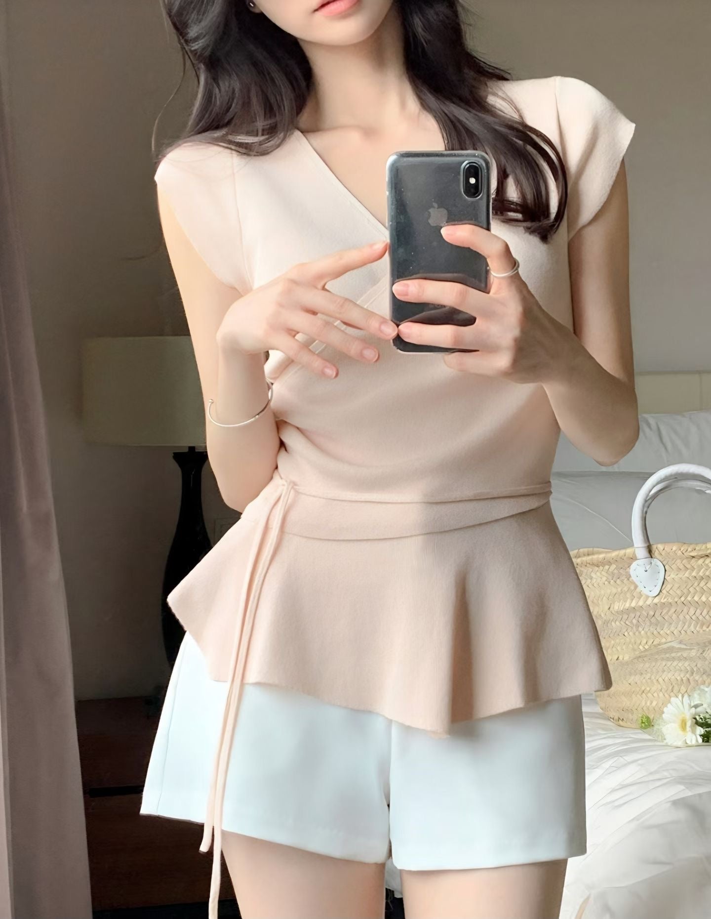 French Wrap Ruffle Knit Top(4 colors)
