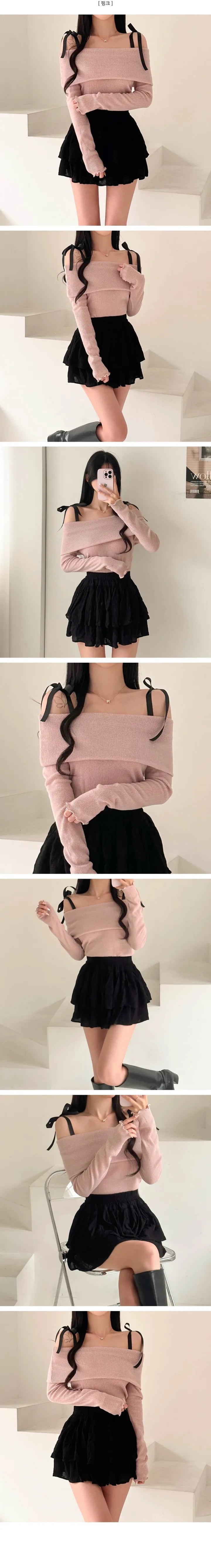 Romantic Bow Collar Off-Shoulder Top(3 colors)