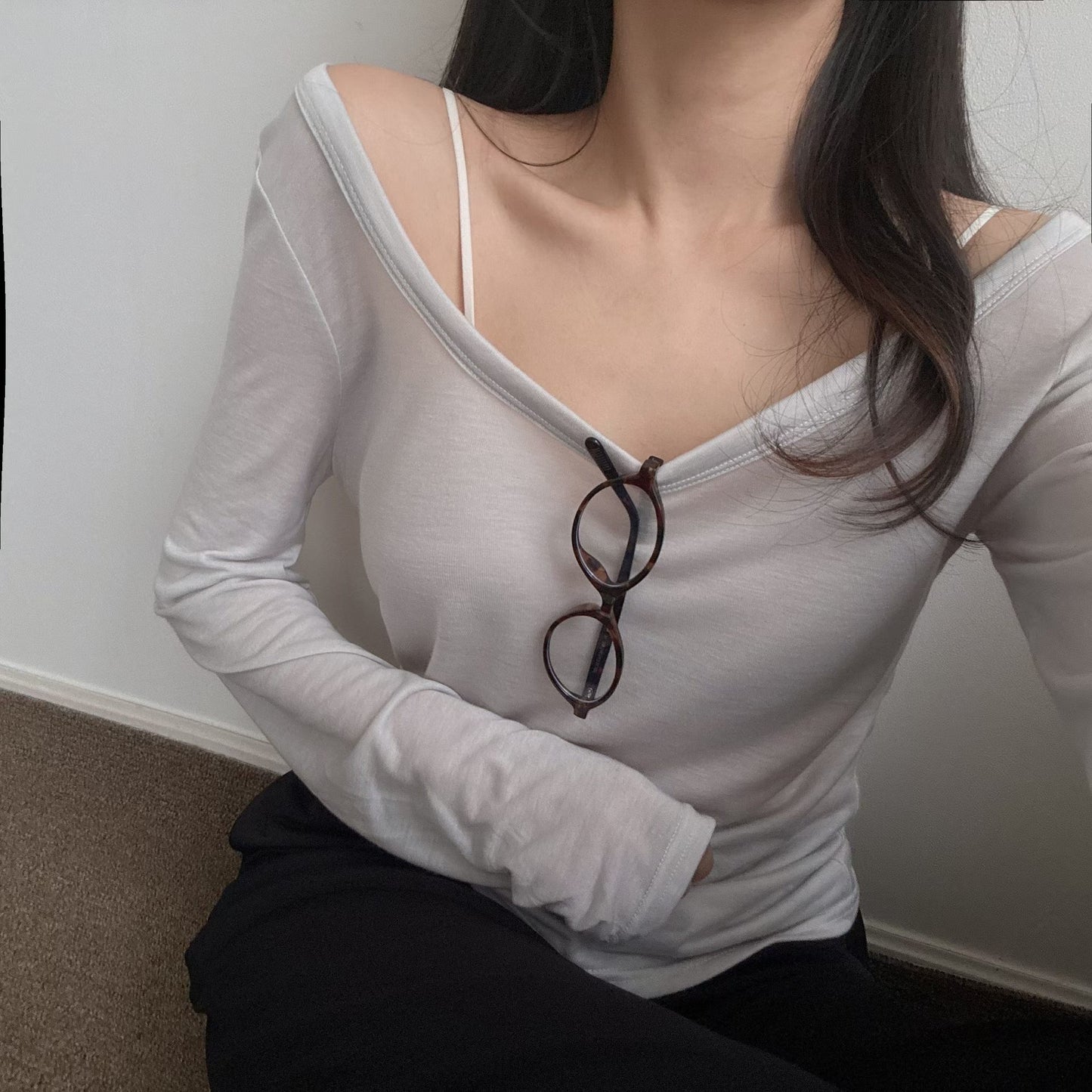 Crewneck Semi-Sheer Tencel UV Top(4 colors)