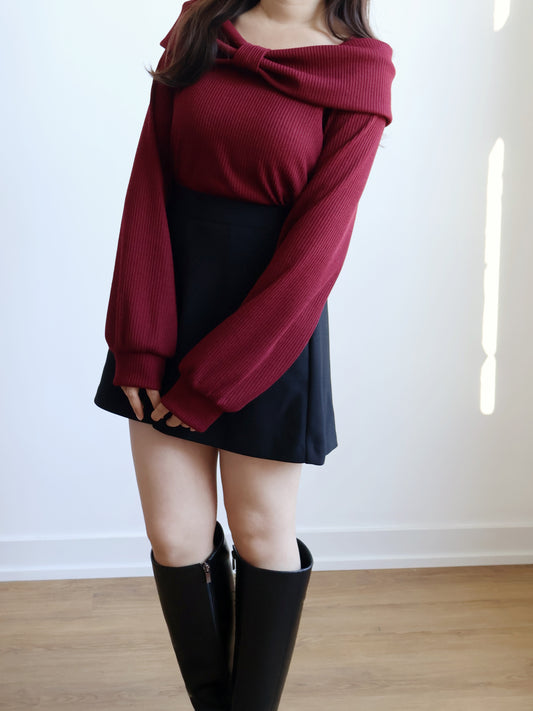 Christmas Choice🤶🏻Elegant Ribbon Top(Wine)