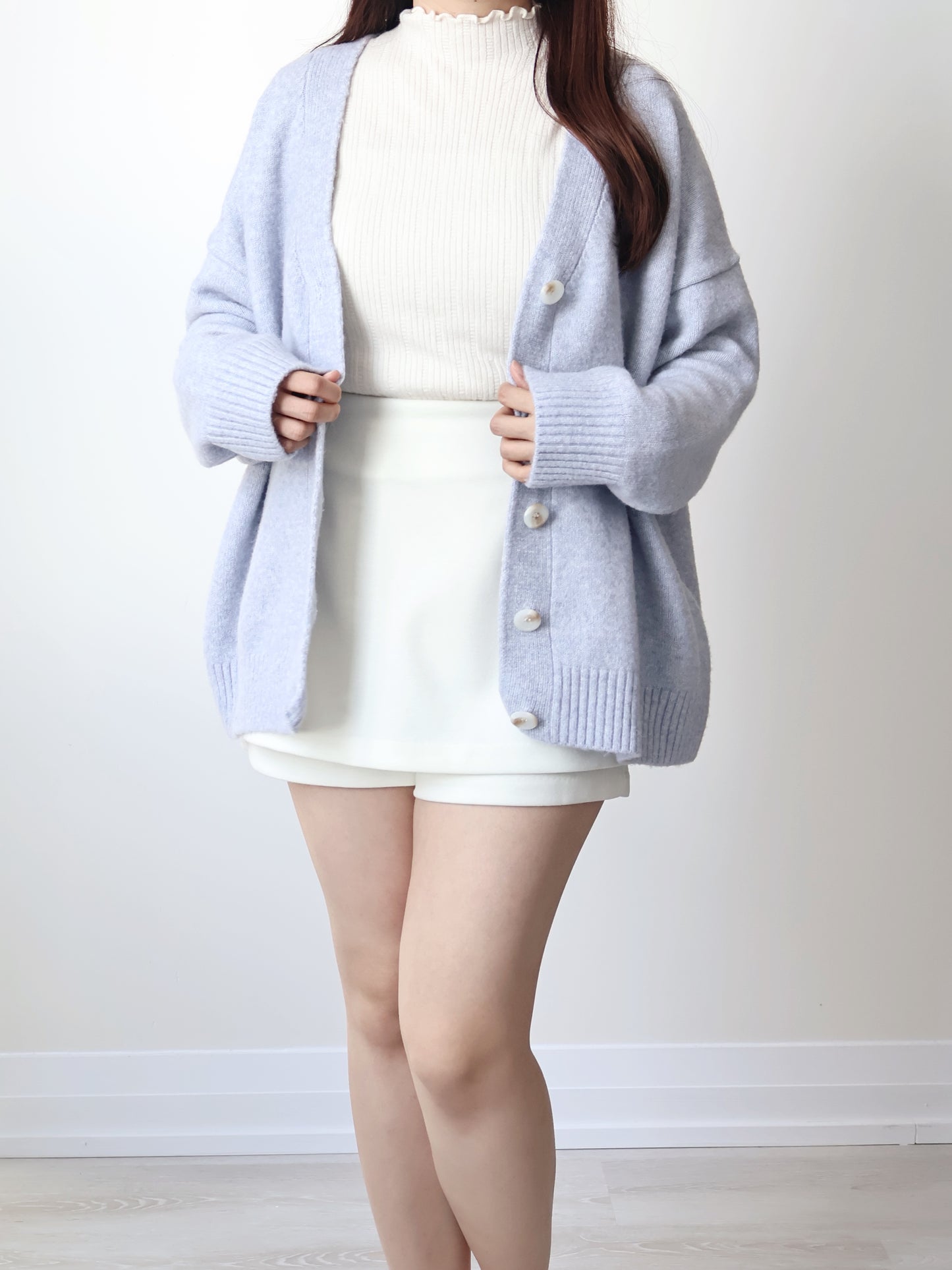 10% Lambswool Marshmallow Oversized Cardigan(Lavender)