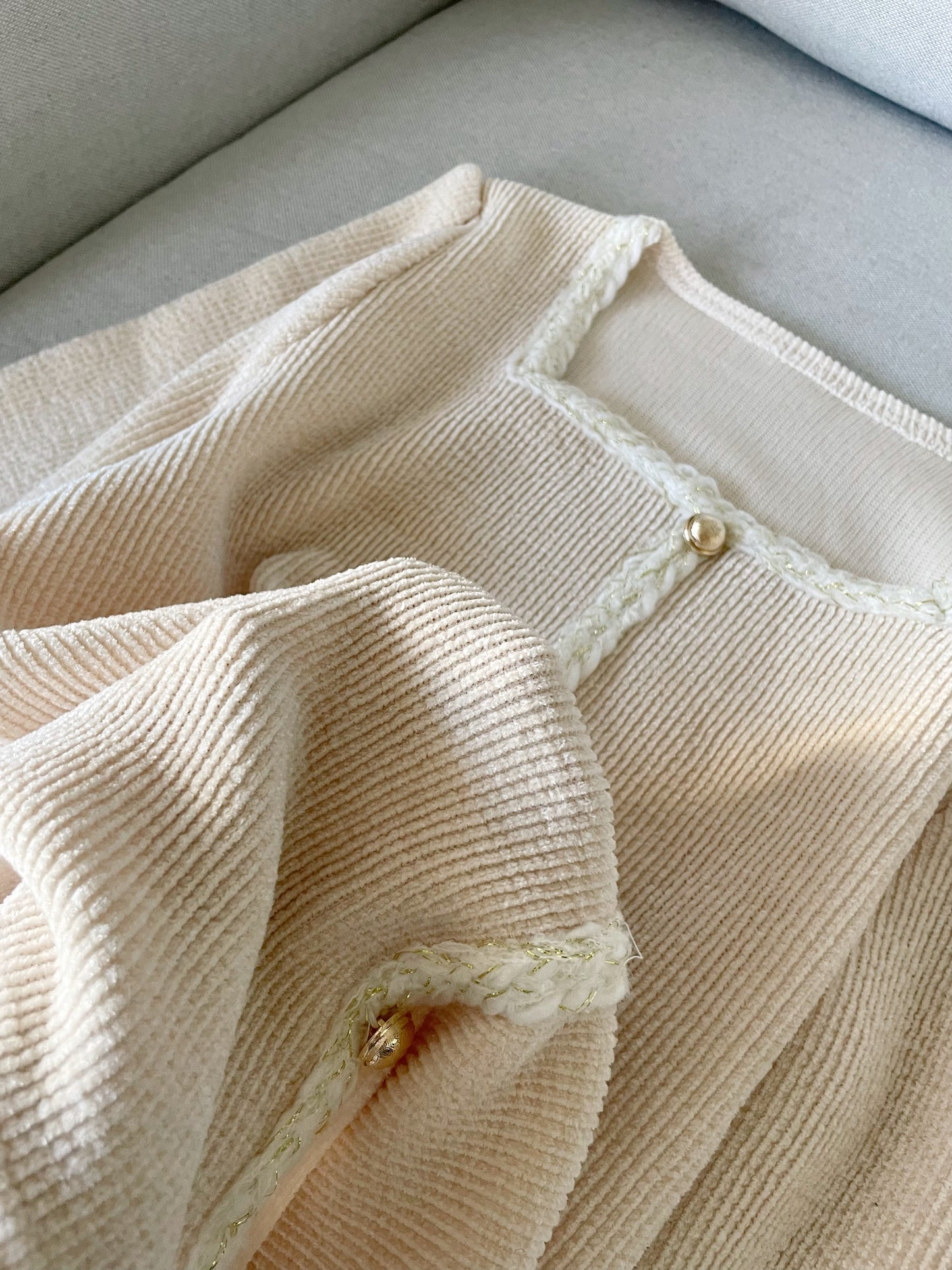 Square Neck Gold Button Corduroy top