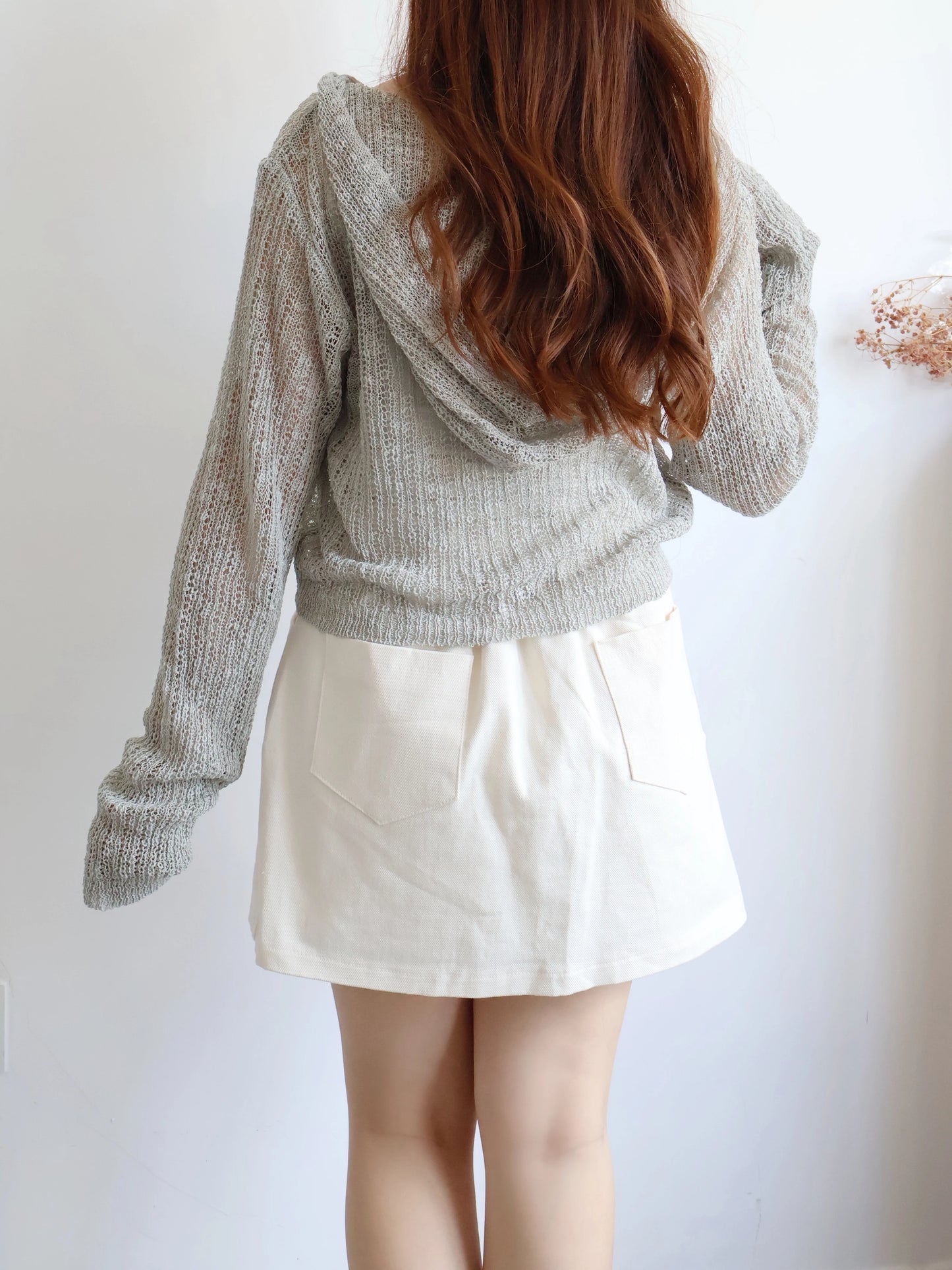 Matcha Milk Foam Hooded Knit Cardigan(Mint)
