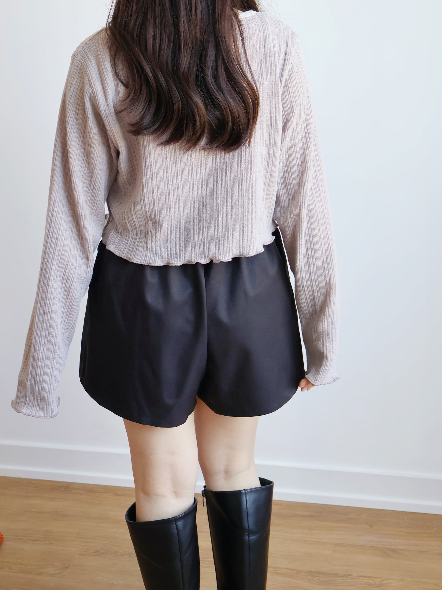 Milky Ribbon Two-Piece Set(Light Brown)