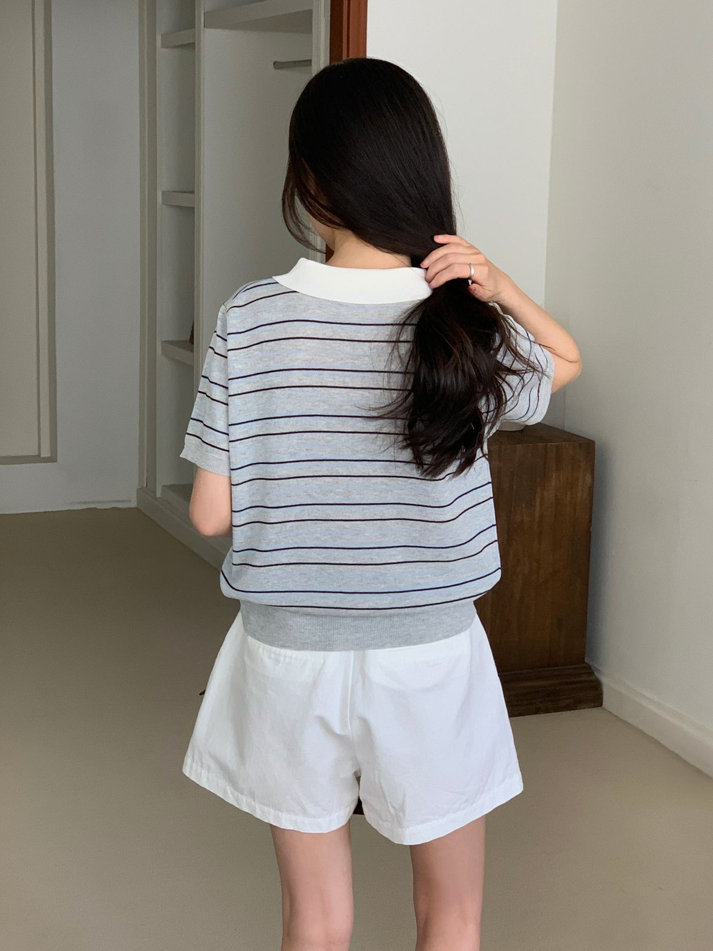 Summer Striped Collared Lightweight Linen Top(3 Colors)