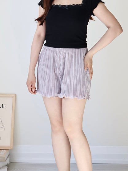 [Wrinkle-Free] Glossy Pleated Pocket Shorts(Grey)