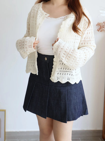 Romantic Lace-Trimmed Sheer Cardigan(Beige)