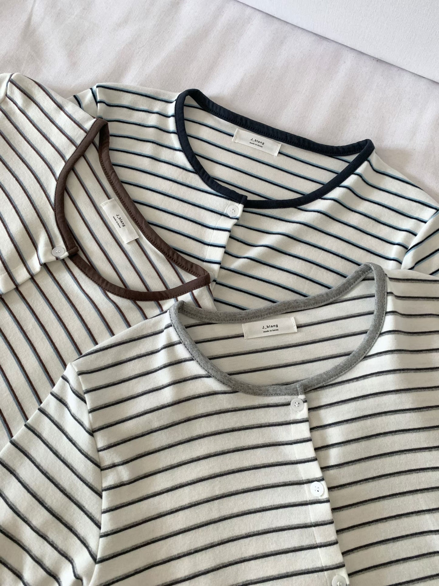 Contrast-Trim Striped Camisole Sets(3 Colors)