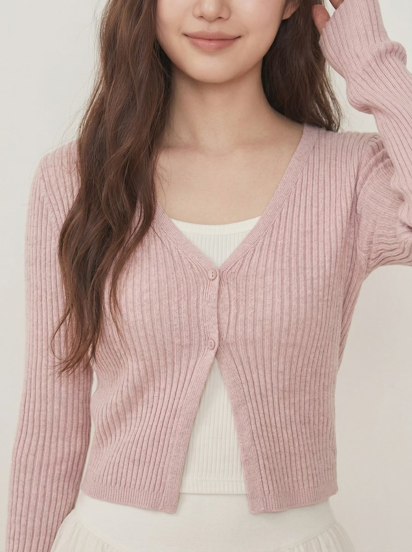 V Neck Two Buttons Knit Cardigan(5 Colors)
