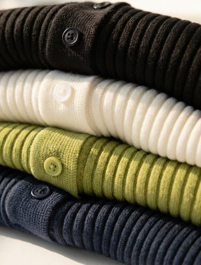 Sophisticated Stretch Polo Rib-Knit Top(4 colors)