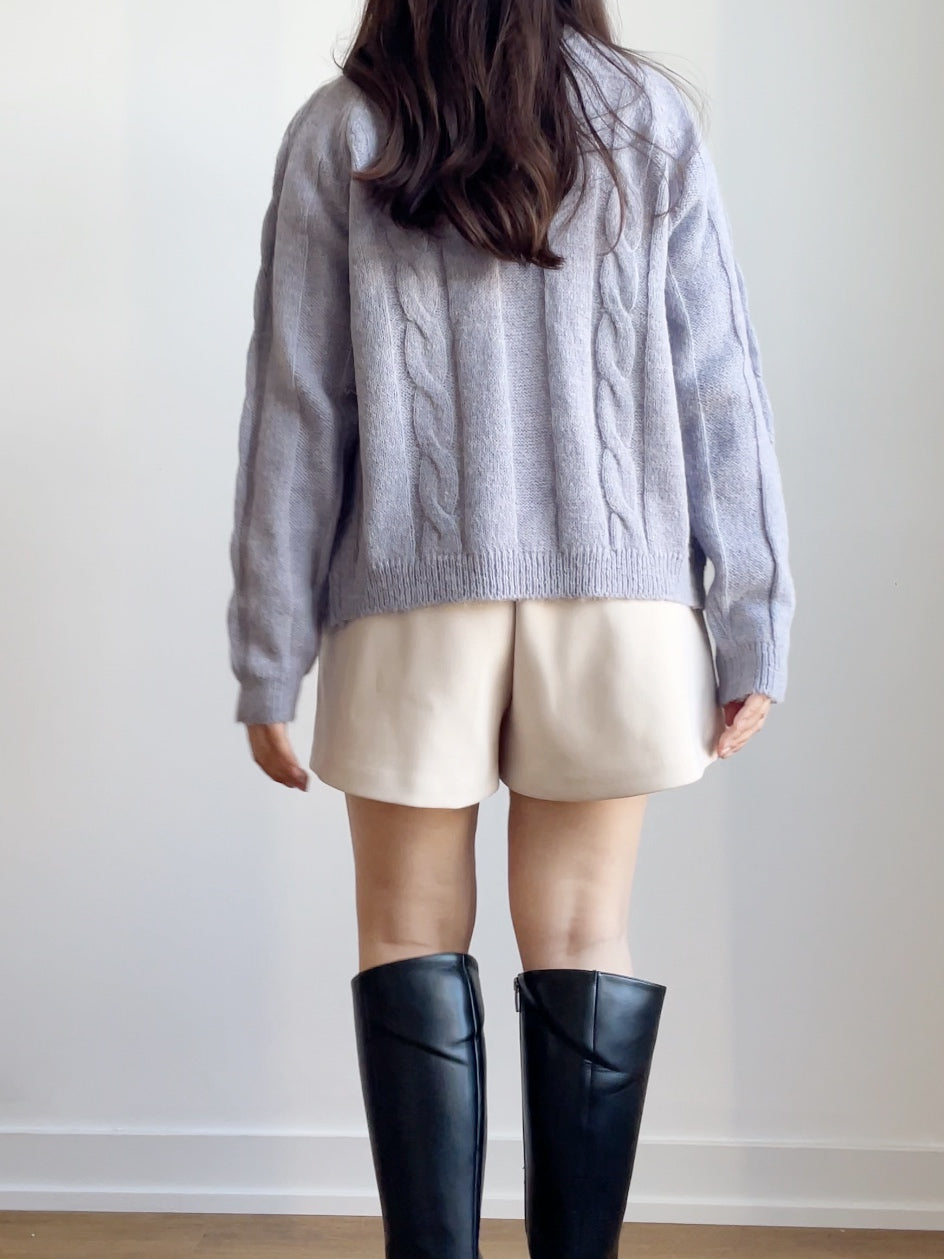 [10% WOOL] Danish Bread Twist Cardigan(Lavender)