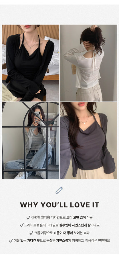 Elegant Drape Layered Cami Cardigan(5 colors)