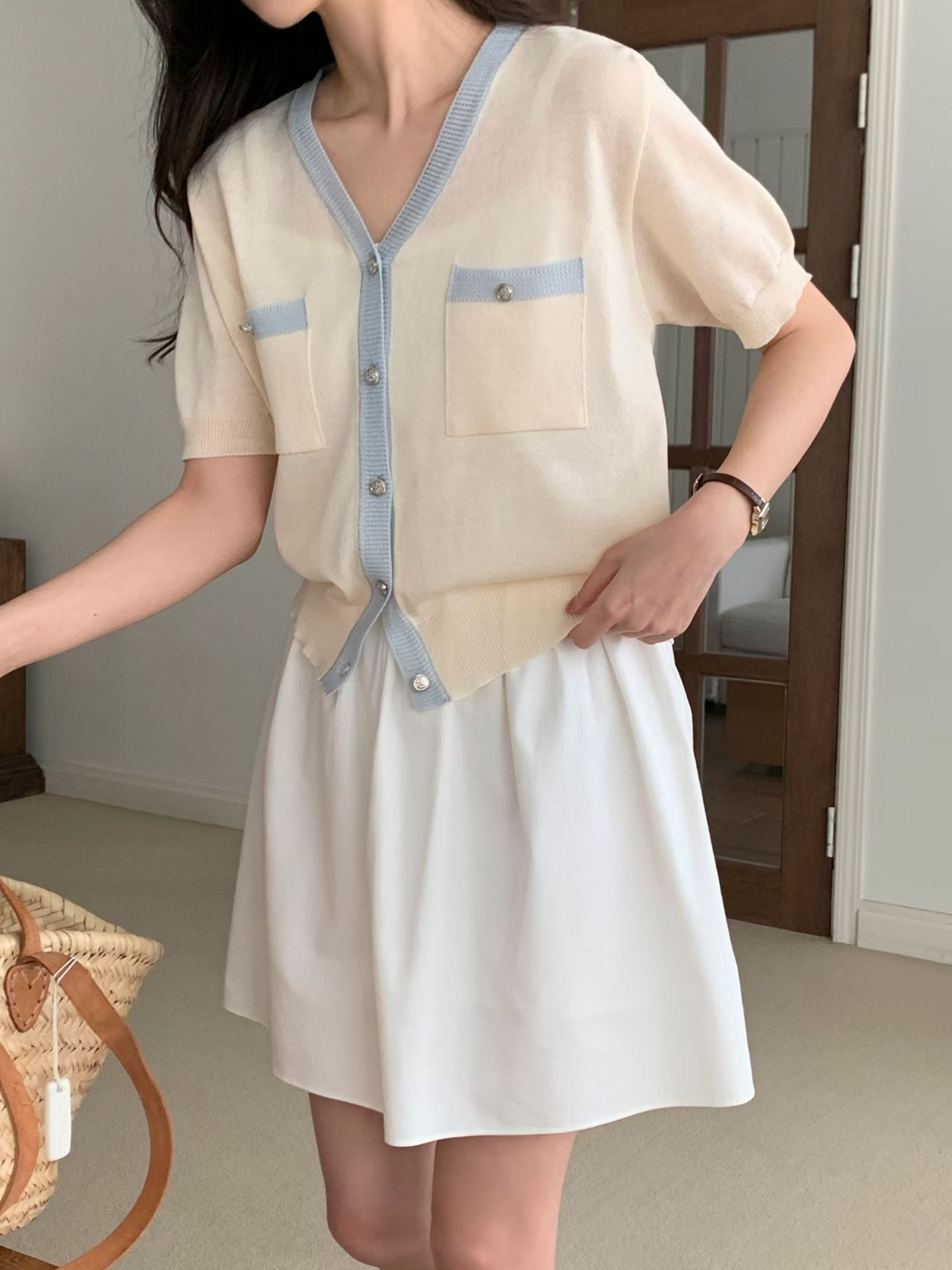Frenchy Coco Embossed Buttons Knit Top(3 Colors)