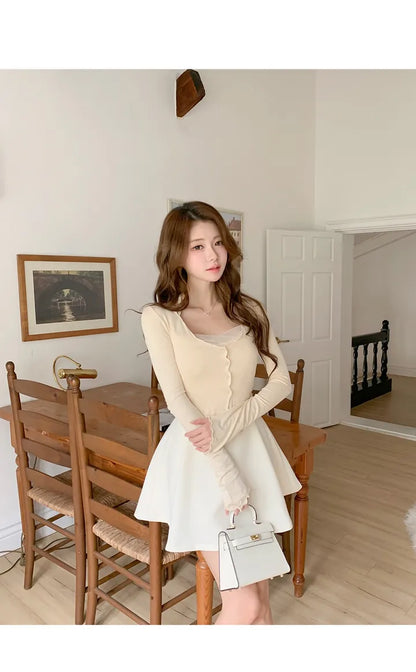 Balletcore Sheer Layered Cami & Cardigan 2-Piece Set(4 colors)