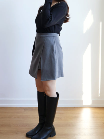 V-neck High-elastic Knit Top(Black)