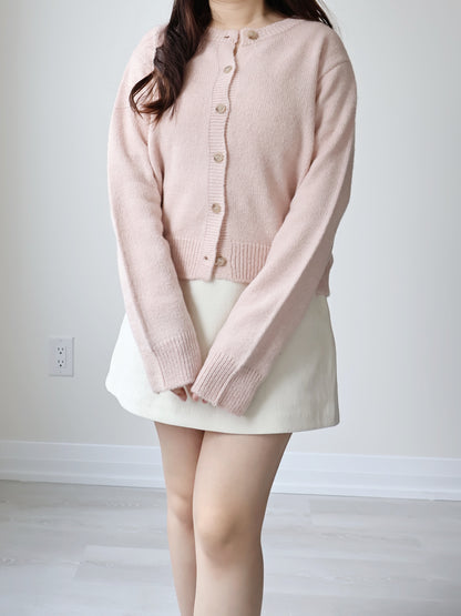 [20% WOOL] Cloud-Knit Crew Neck Cardigan(4 colors)