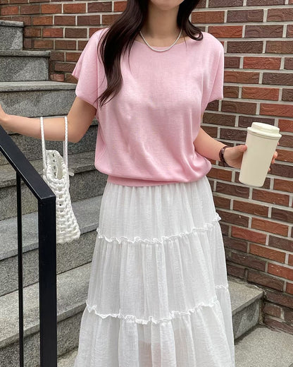 Slouchy Boat-Neck Lightweight Knit Top(5 colors)