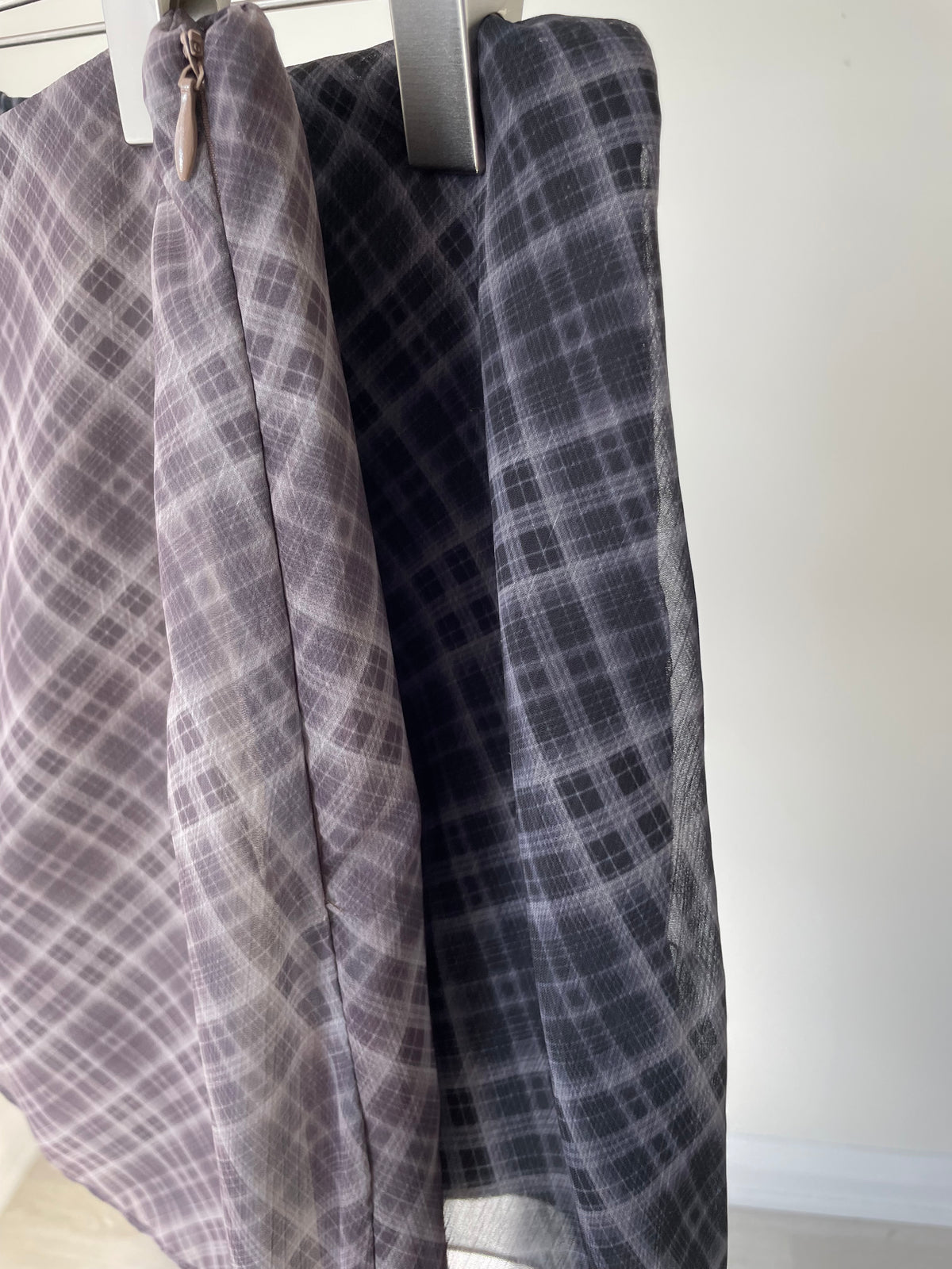 Autumn Plaid Chiffon A-Line Skirt(Mocha)