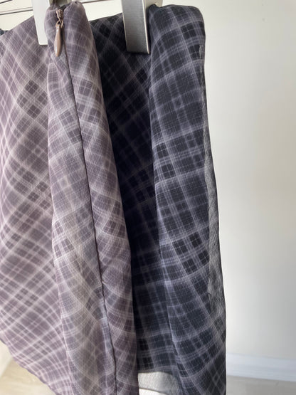 Autumn Plaid Chiffon A-Line Skirt(Mocha)