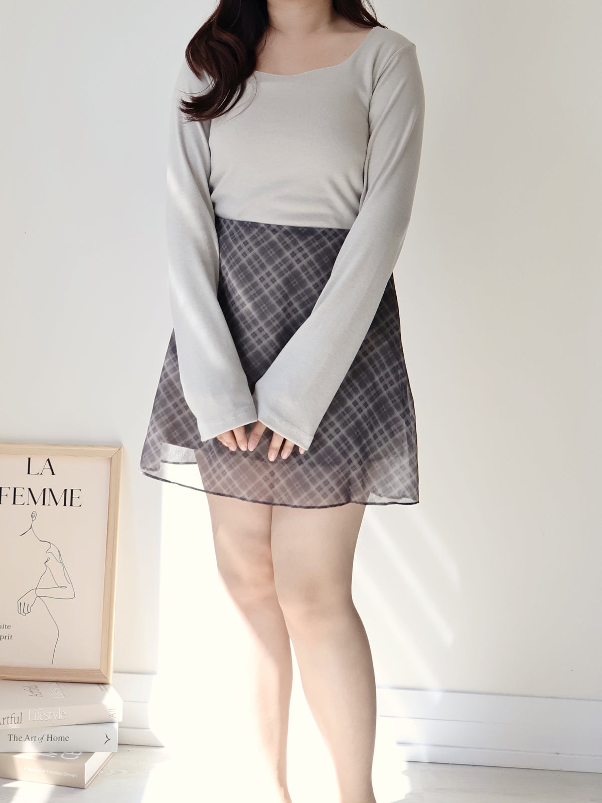 Non-See-Through Square Neck Mochi Top(Beige)