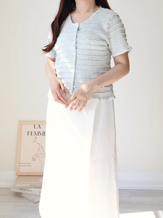 [Wrinkle-Free] Elegant V-Neck Wavy Rippled Cardigan(2 Colors)