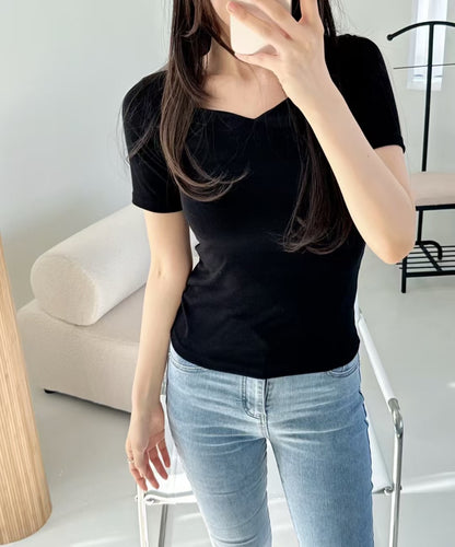 Slimming Sweetheart Neck Stretch Rayon Top(4 Colors)