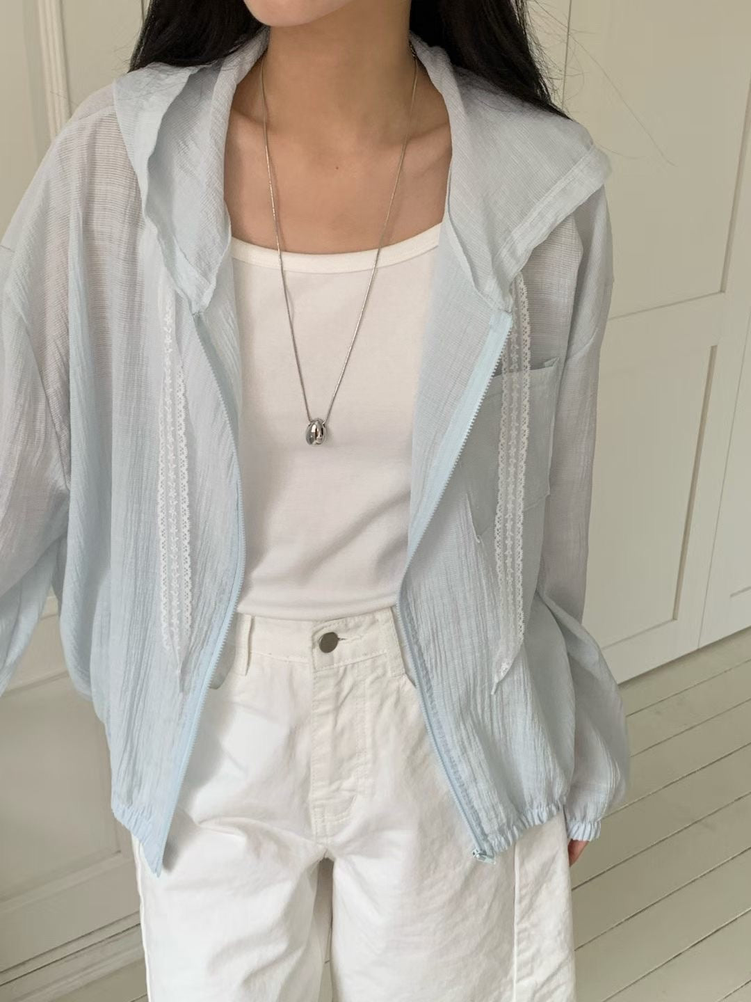 Air-Light Sheer Lace Hooded Sun-Protection Jacket(3 Colors)