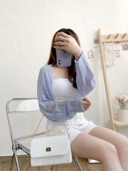 Minimalist Arm-Slimming Bolero Open Front Cardigan(Lavender)