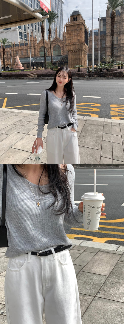 [6% Wool] Flutter V-Neck Attached Halter Knit Top(8 colors)