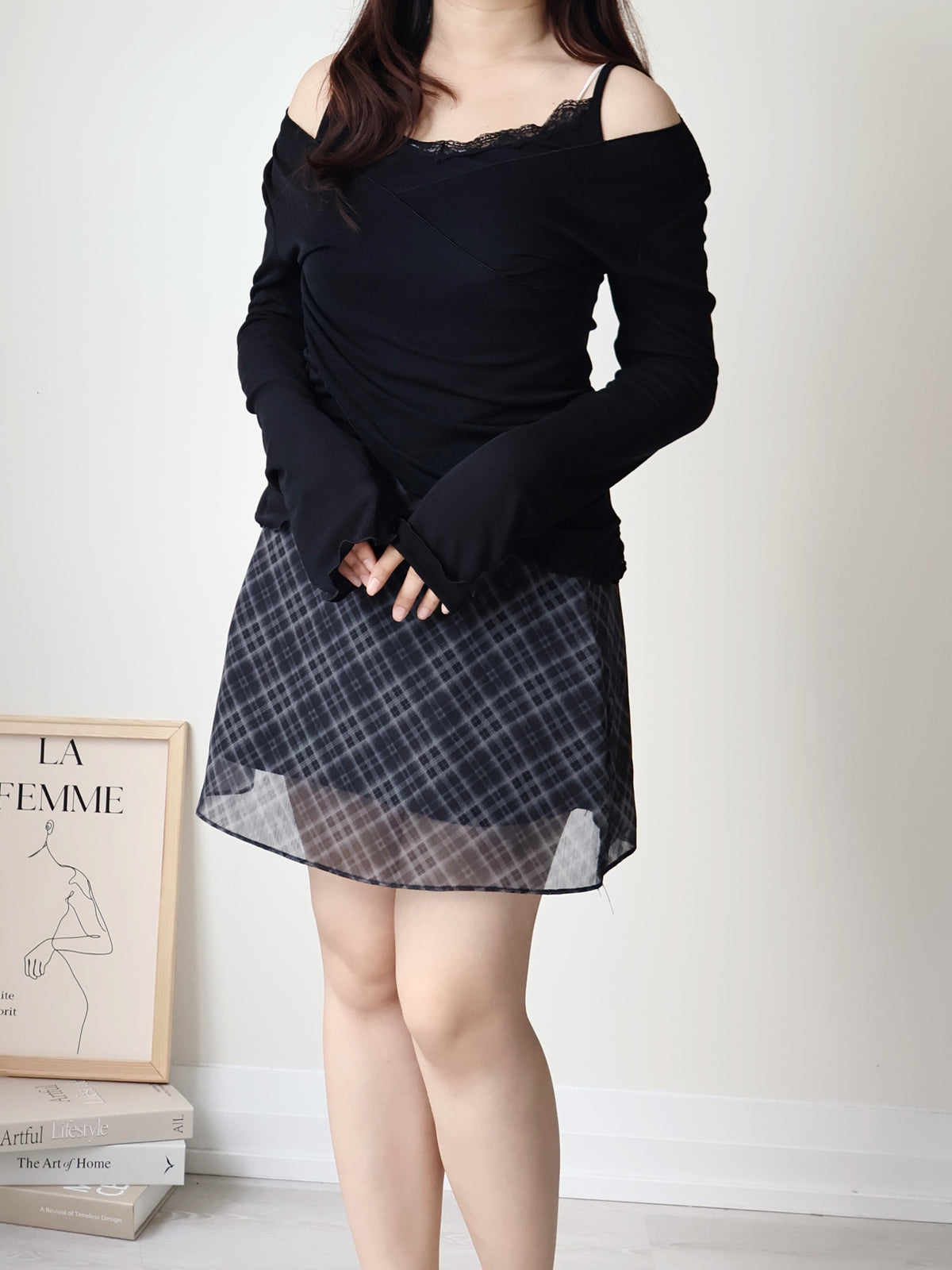 Romantic Lace Layered 2-Way Top(Black)