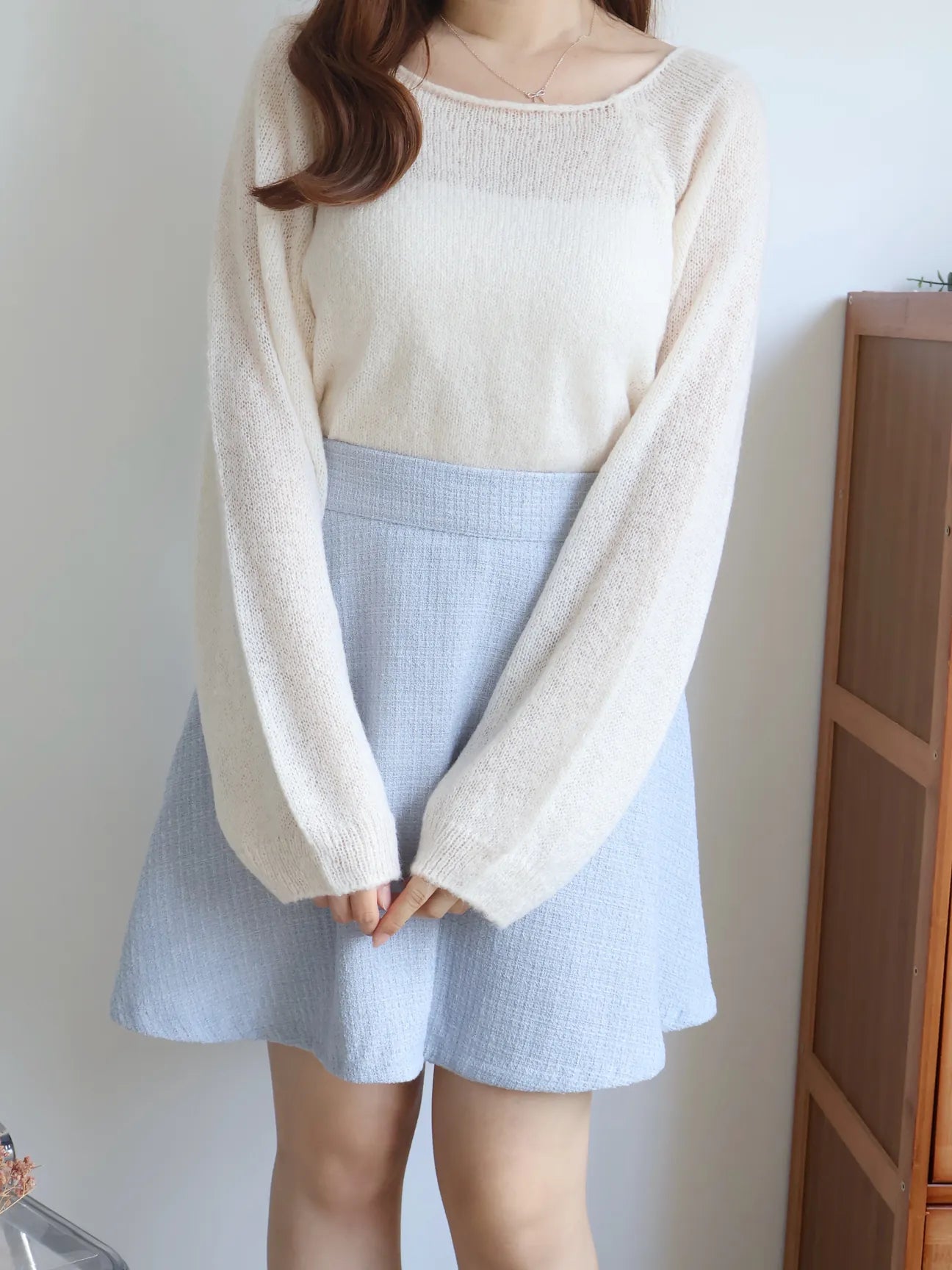 [8% Mohair] Cloud-Light Soufflé Sweater(Cream)