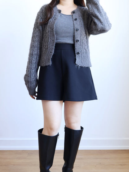 Romantic Cable Knit Cardigan(Charcoal)