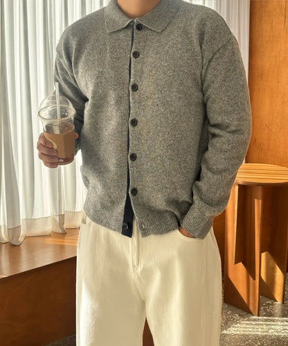 [Female] 5% Wool Color-Block Lapel Cardigan(4 colors)