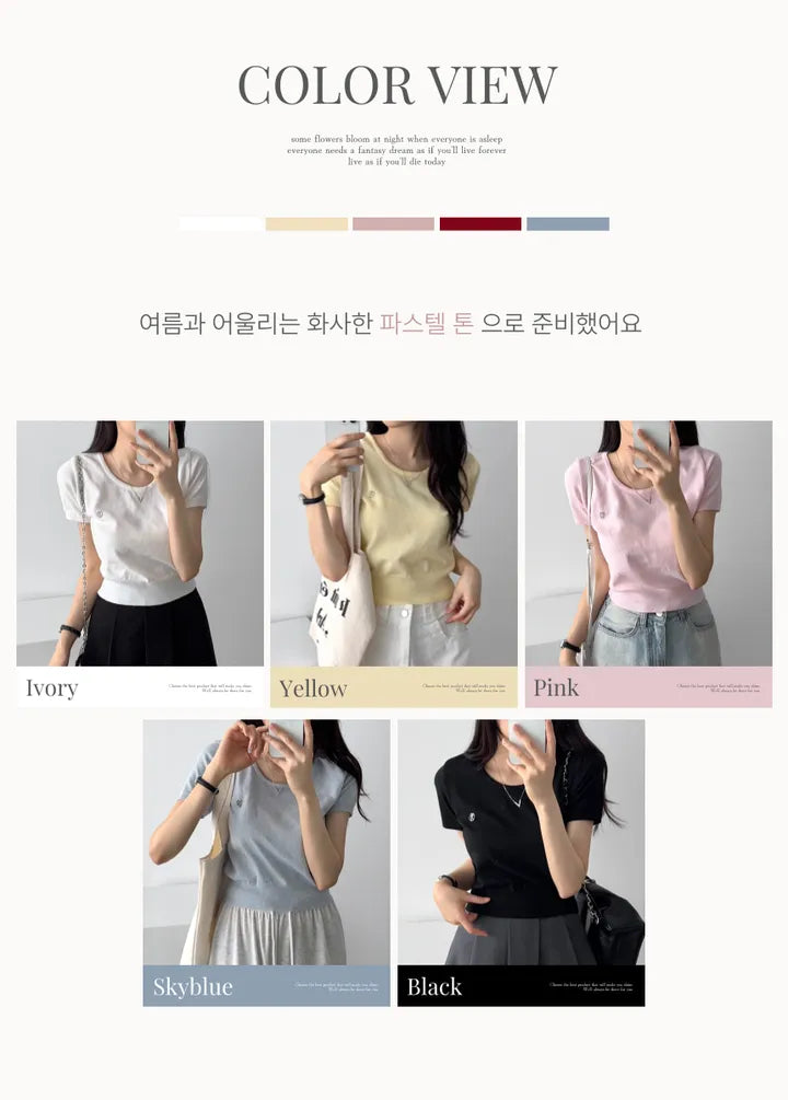Round Neck Pendant Knit Top(5 colors)