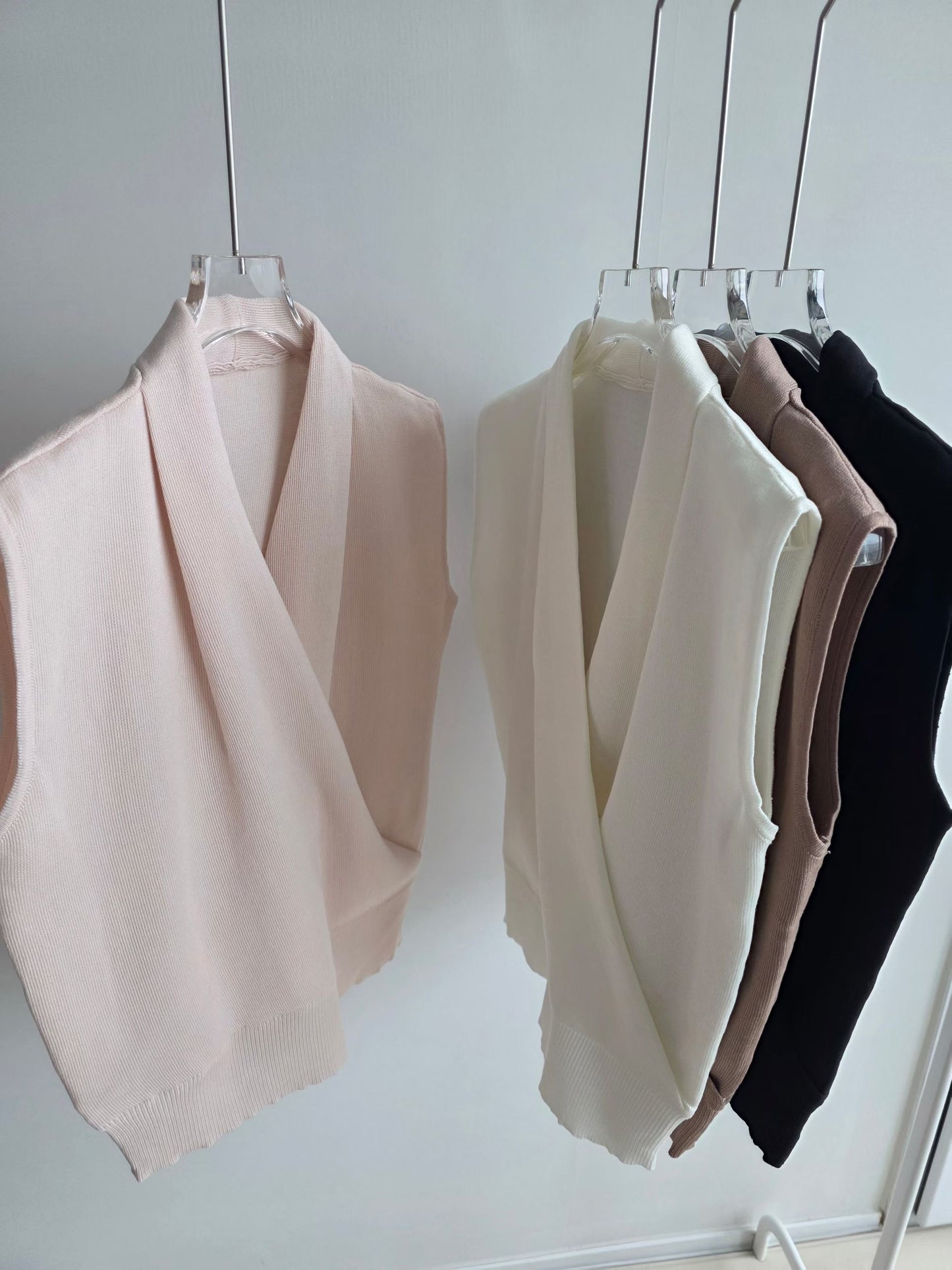Chic Drape Wrap-Neck Knit Top(4 colors)