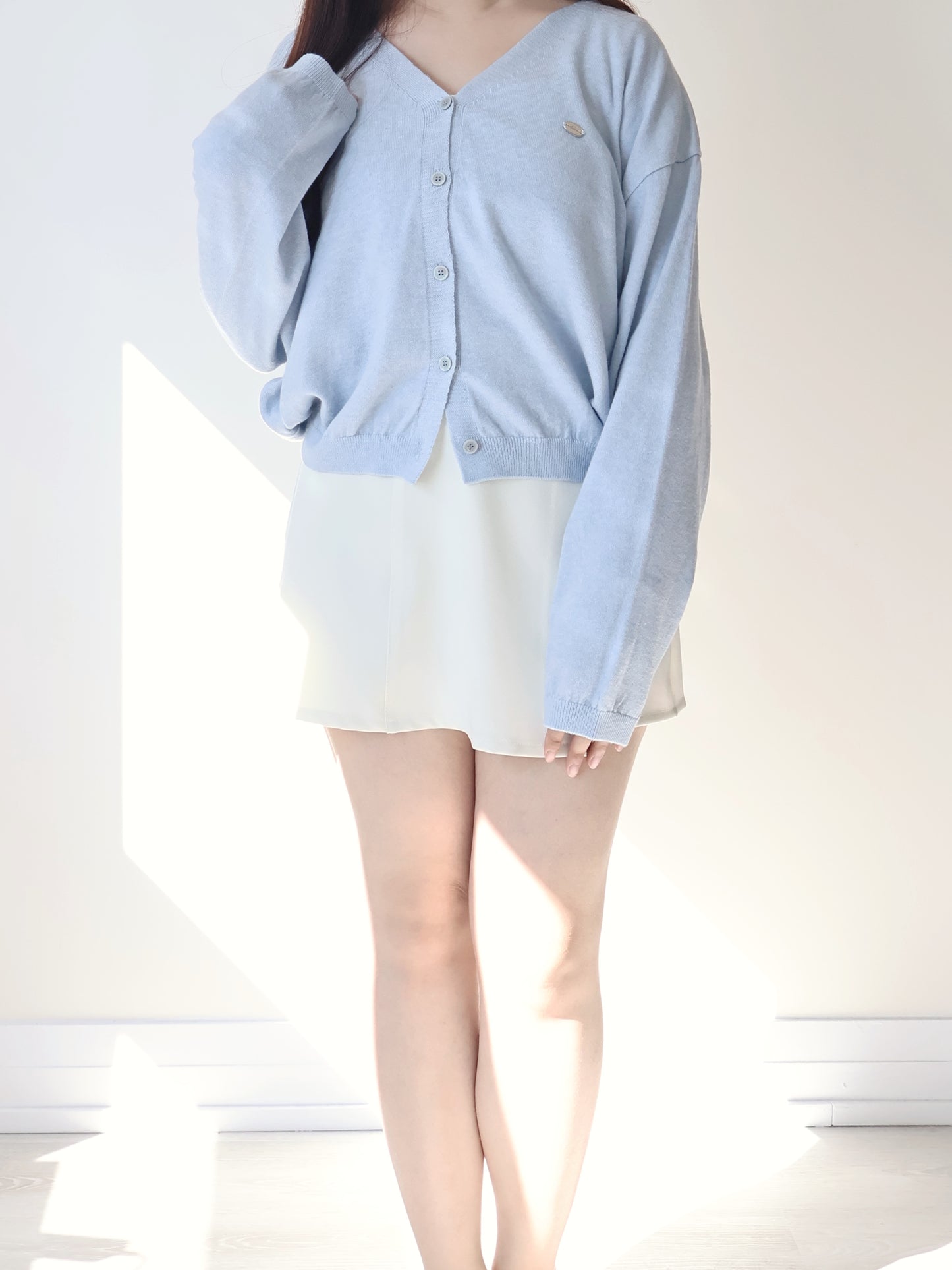 Premium Italy Cotton🇮🇹 Silver Badge Cardigan(Sky blue)