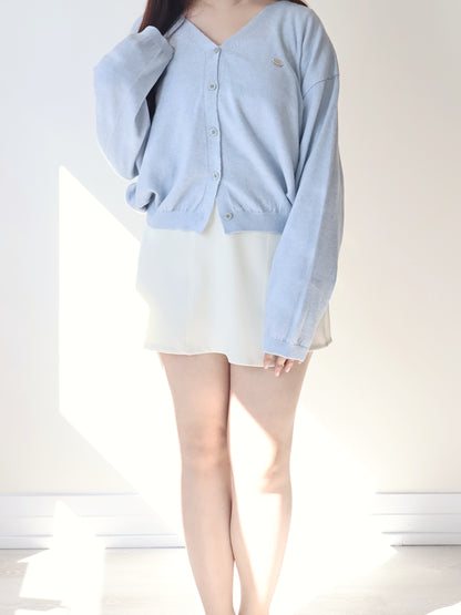 Premium Italy Cotton🇮🇹 Silver Badge Cardigan(Sky blue)