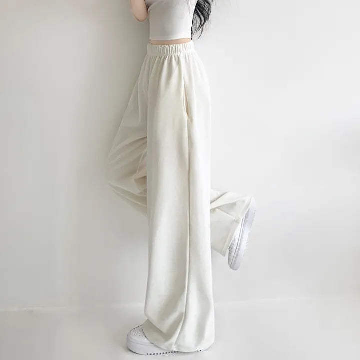 [3 Lengths] Everyday Relaxed Wide-Leg Cotton Pants with Pockets(Cream)