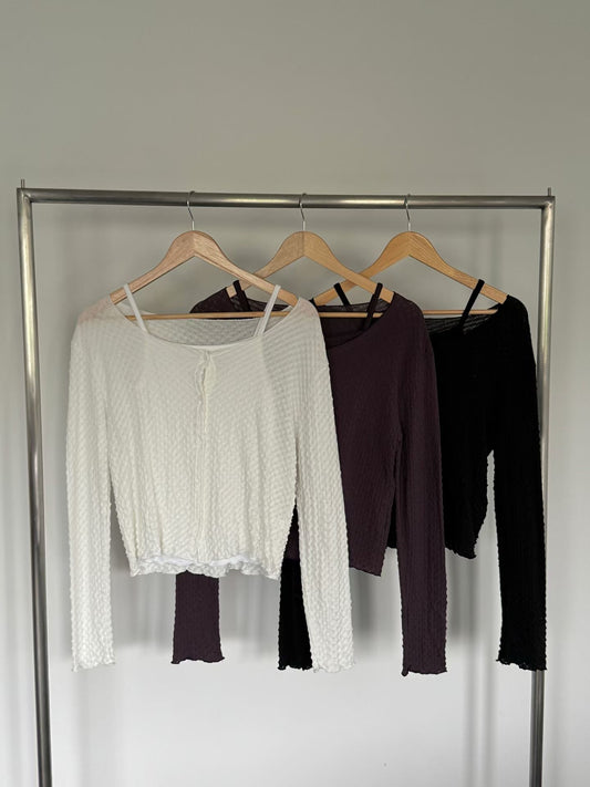 Crinkle Cotton Cami & Cardigan 2-Piece Set(3 colors)