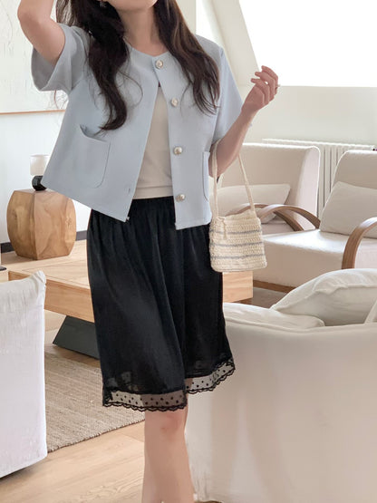 Sophisticated Sculptural Button Tweed Jacket(3 Colors)