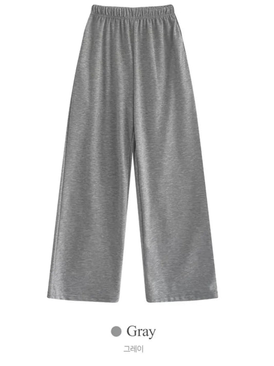 [3 Lengths] Everyday Relaxed Wide-Leg Cotton Pants with Pockets(Grey)